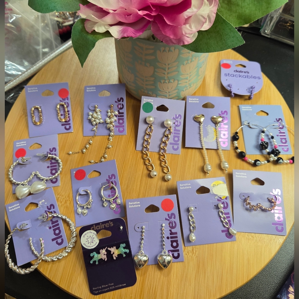 Claire's Silver and Gold Earring Bundle Lot | 13 Sets | NWT
